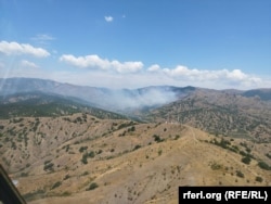 Пожар в национальном парке «Крымский» у горы Агармыш в Крыму, 24 августа 2024 года – фото со страницы министра экологии Крыма Ольги Славгородской в ВК