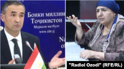 Дар акс: Фирдавс Толибзода, раиси Бонки миллӣ ва Солеҳамо Самадова, сокини шаҳри Душанбе