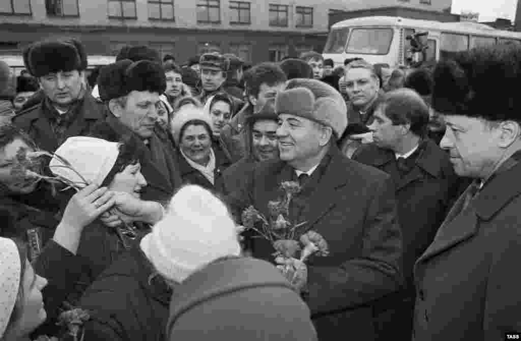 Міхаіл Гарбачоў падчас візыту ў Менск. 26 лютага 1991&nbsp;