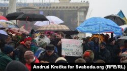 Ukraine - Performance of Solidarity with russian TV-channel "TV-Rain" during oppositional Protest Rally "Narodne Viche" in the downtown of Kyiv (Kiev) at Maidan Nezalezhnosti, 09Feb2014 