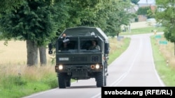 Польскі вайсковы грузавік каля мяжы зь Беларусьсю. Архіўнае фота