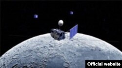 Японский спутник Kaguya (SELENE) над Луной. Реконструкция Jaxa.jp