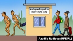 Azərbaycan Gömrük Məntəqəsi (Karikatura Gündüz Ağayev)