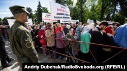 Мітынг прыхільнікаў Украінскай праваслаўнай царквы (Маскоўскага патрыярхату) у Кіеве. 18 траўня 2017 году