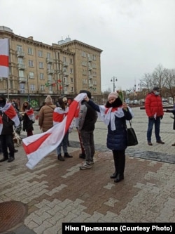 Ніна Прывалава на акцыі салідарнасьці