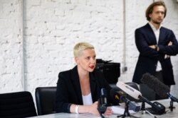 Belarus - press conference of Maria Kalensnikova and Volha Kavalkova, 11thAug2020