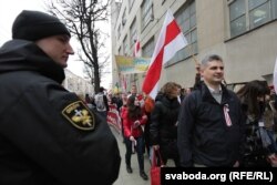 Юрась Губарэвіч на шэсьці на Дзень Волі, 2015 год