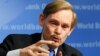 U.S. - World Bank President Robert Zoellick speaks to reporters at the International Monetary Fund (IMF) headquarters in Washington, DC, 09Oct2008