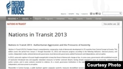 Nations in Transit 2013 screenshot of Freedom House report